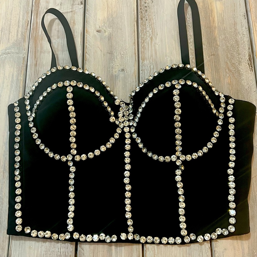 Black rhinestone tank